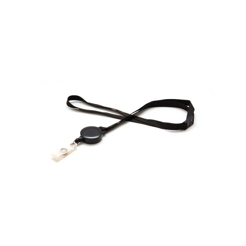 Cordon satin noir 10 mm avec enrouleur noir (lot de 10) Cordon satin noir 10 mm avec enrouleur noir (lot de 10)