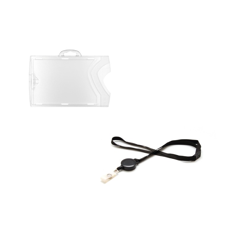 Kit Porte badge Horizontal & cordon noir sécuritaire avec enrouleur (lot de 10) Kit Porte badge Horizontal & cordon noir sécuritaire avec enrouleur (lot de 10)