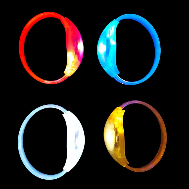 Bracelet lumineux LED avec activation sonore - Bleu (à l'unité)