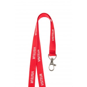 15 mm "VISITEUR" pre-printed lanyard with nickel-plated dog hook (pack of 100)