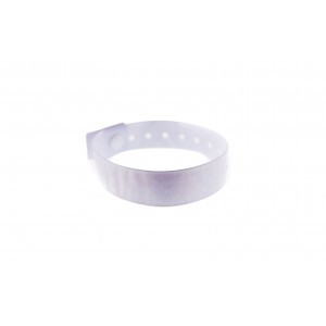 L-shaped holographic event wristbands with bubbles.