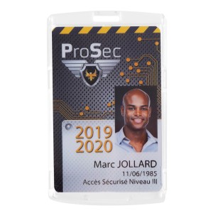 Porte badge à fermeture clipsable dorsale