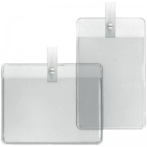 Porte-badge PVC souple prêt à l'emploi - pince plastique blanc - IDS 44 (lot de 100)