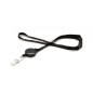 Cordon tour de cou plat 10 mm satiné avec enrouleur attache badge (lot de 100)