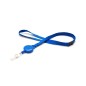 Cordon tour de cou plat 10 mm satiné avec enrouleur attache badge (lot de 100)