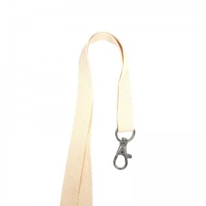 15mm flat cotton lanyard with nickel-free metal hook