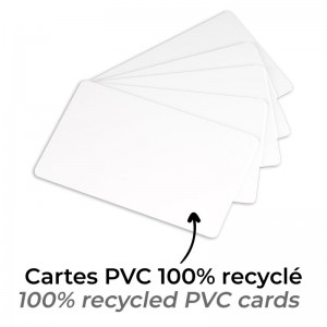 Packung mit 100 Karten aus recyceltem PVC – weiß