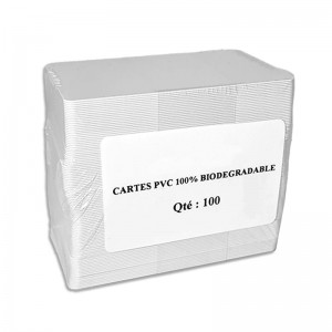 Packung mit 100 Karten aus biologisch abbaubarem PVC – weiß