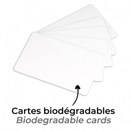 Pack of 100 biodegradable PVC cards – white