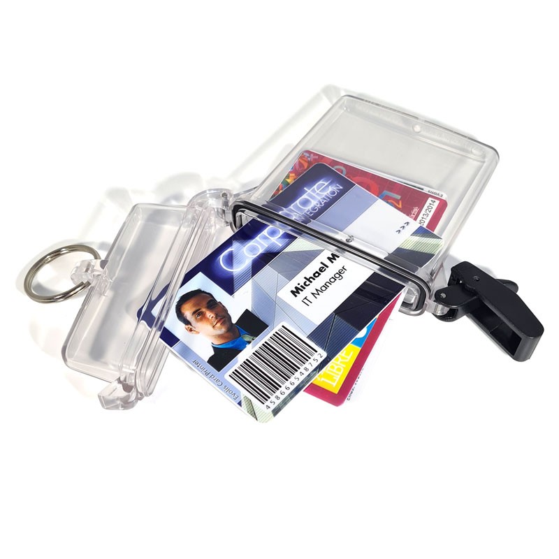 Rayong Ausweishülle 40Pcs Ausweishülle mit Clip, Wasserdicht Ausweishüllen,  Transparenter PVC ID Kartenhalter, Clear Wasserdicht Kunststoff  Abzeichenhalter : : Bürobedarf & Schreibwaren