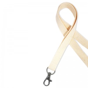 15mm flat cotton lanyard with nickel-free metal hook