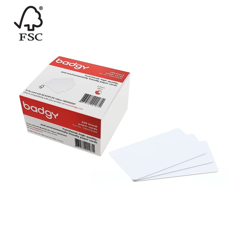 Lot de 100 cartes en papier blanches – idéal pour Badgy100 & Badgy200