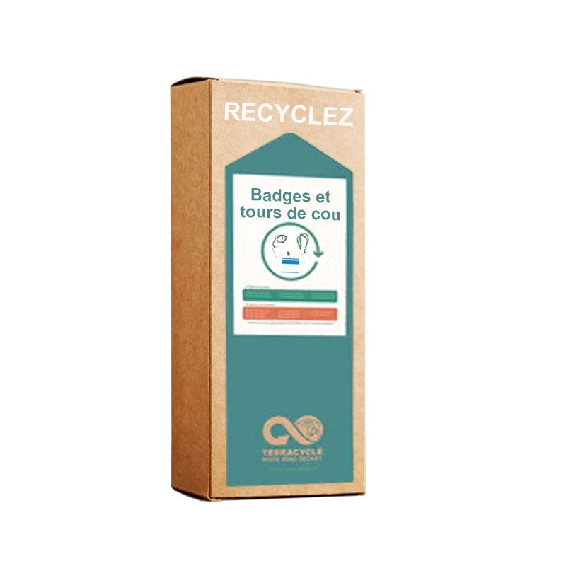 Boîte de recyclage de porte-badges, cordons, et attaches (à l’unité)