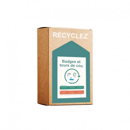 Recycling box for badge holders, lanyards, and fasteners (per unit)
