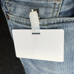 Metallic crocodile clip for badge with plastic attachment | Sogedex