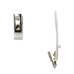 Metallic crocodile clip for badge with plastic attachment | Sogedex