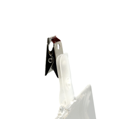 Pince crocodile métal avec lanière plastique (lot de 100)