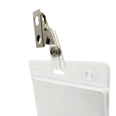 Metal crocodile-type clip with clear vinyl strap - IDS15 (pack of 100)