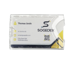 Half-crystal, half-frosted, anti-UV & recyclable badge holder |Sogedex