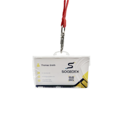 Badge holder with 1 clear and 1 frosted side - landscape - IDX 140 (pack of 100)
