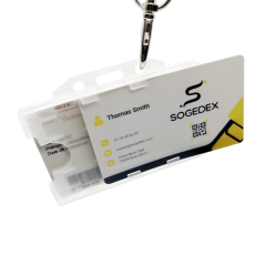 Biodegradable plastic badge holder for 2 cards – landscape