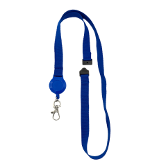 15mm flat lanyard with badge reel, metal hook and safety feature