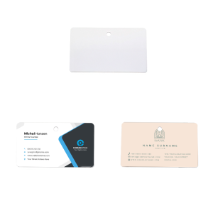 Pack of 100 PVC white cards w/ 5mm round hole pack (thickness 0.50mm)