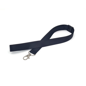 20 mm Black Satin Lanyard with Safety and Metal Hook | Sogedex