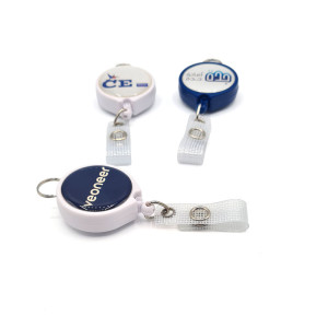 Enrouleur Badge double attache dôme résine (x100) | Sogedex