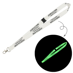 Cordon tour de cou plat phosphorescent personnalisé - crochet métal (lot de 100)
