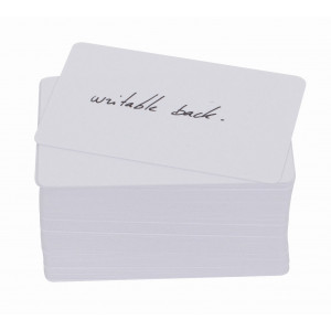 Pack of 100 PVC white cards w/ write on panel pack (thickness 0.50mm)