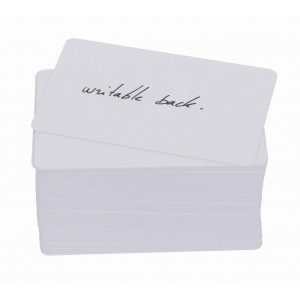 Lot de 100 cartes à imprimer PVC blanches / verso panneau d'écriture (ép. 0,5 mm)