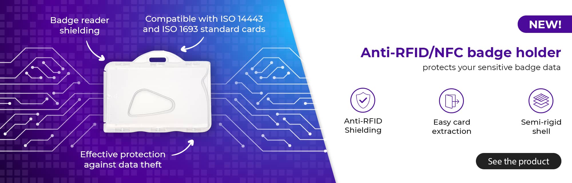 Semi-rigid anti-RFID/NFC badge holder