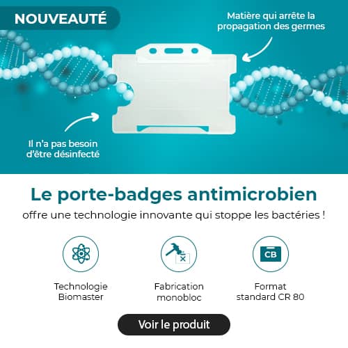 Porte-badges antimicrobien transparent – horizontal
